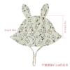 Baby Gauze Bonnet with Bunny Ears Pleated Print Fisherman Hat Sun Protection  Cute European Style Infant Cap for 3-12 Months