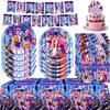 Dunkle Fantasy K-POP Stil Mädchen Geburtstagsparty Dekoration Geschirr Set-Happy Birthday Banner Pappteller Becher Serviette Kuchenaufsatz