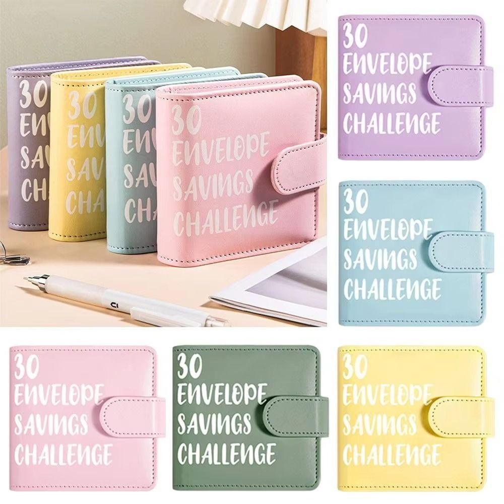 Loose-Leaf Small Binder with Cash Envelopes PU Leather 30 Envelope Challenge Binder  Home Use