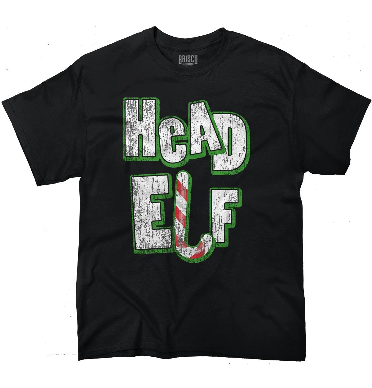 Head Elf Christmas Santa Claus Holiday Xmas Adult Short Sleeve Crewneck Tee XS