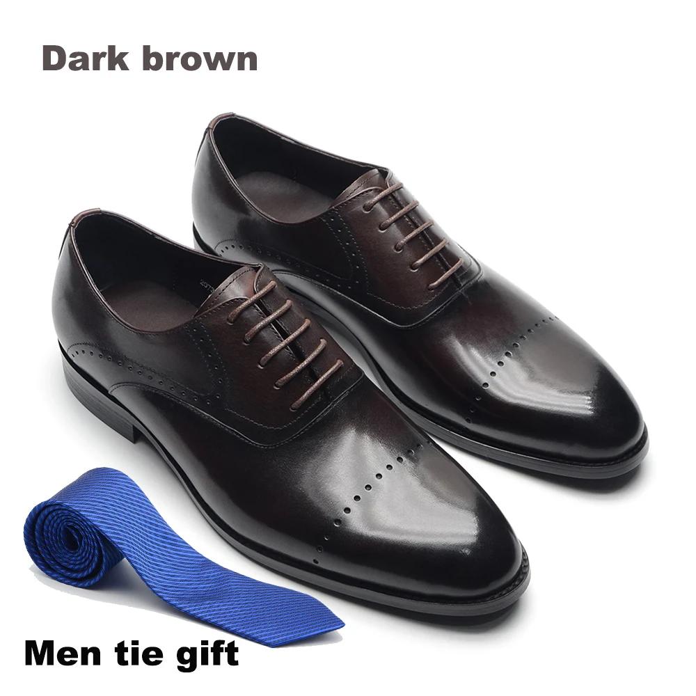 Good Quality Cowhide Genuine Leather Men's Oxford Dress Shoes Gentlemen Suit Shoes Wedding Business Office Formal Shoes for Men