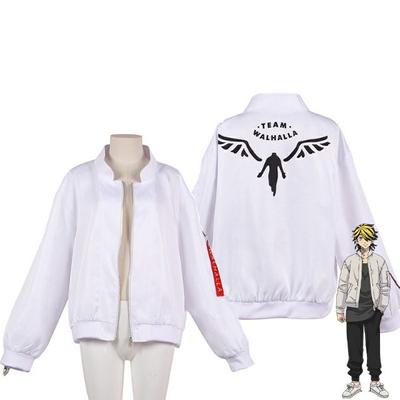 Tokyo Avengers Hanomiya och Tiger Cosplay kostym Vit kappa Valhalla Uniform baseballjacka Mikey Draken Halloween Skoluniform Barn Vuxen
