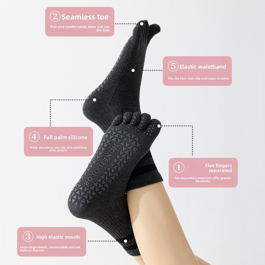 Five-finger Yoga Socks - Children's Sports Anti-odor Sweat-absorbing Fitness Exercise Sportswear - Indoor Pilates Split-toe Socks - Long Tights