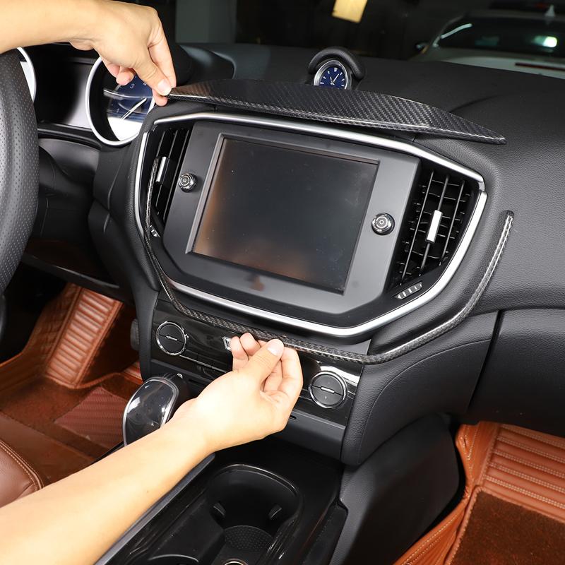 For Maserati Giberit 2014-2020 Real Carbon Fiber Car Central Control Air Outlet Frame Sticker Car Interior Accessories