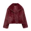 Fall and Winter New Women's Clothing Fashion Style Lapel Long Sleeves Artificial Fur Effect Short Jacket Furry Coat