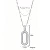 Trendy Oval Rectangle Hoop Zincon Pendant Necklace For Women Stainless Steel Chain Choker Vintage Necklace Female Daily Zircon
