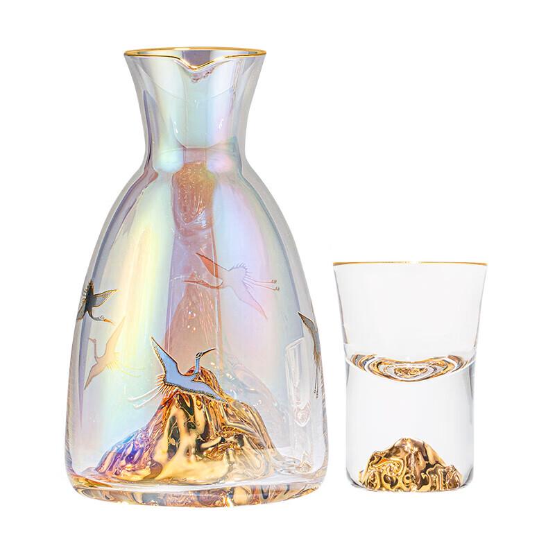 

Hand-Painted Colorful Crane Glass Wine Set