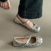 Ретро одинарная обувь круглый носок толстый каблук женская обувь лето французская мода маленькие кожаные туфли бант светлый вырез высокий каблук туфли Мэри Джейн