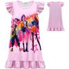 K-POP Hunter Witch Girls Print Ruffle Sleeve Nightgown for Big Girls Summer Cotton Sleep Dress Casual Homewear
