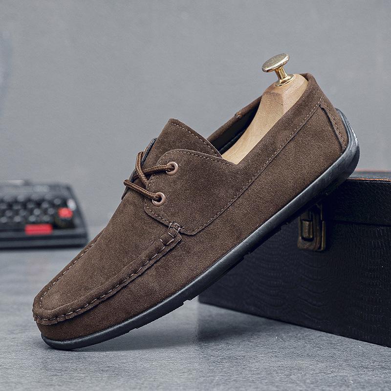 

2024 нові туфлі Doudou чоловічі матова шкіра повсякденні універсальні чоловічі туфлі корейська версія молодіжний тренд водіння нековзні ліниві туфлі 44