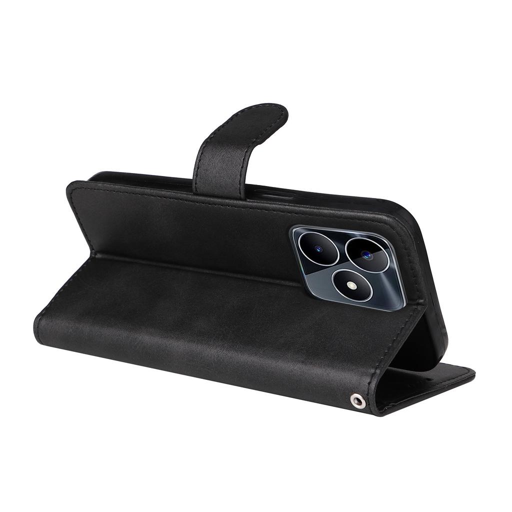 Für Realme C53 (Global)/C53 (Indien)/C51/Narzo N53 4G PU Leder Brieftasche Ständer Hülle Kalbsleder Textur Stoßfest Handyhülle