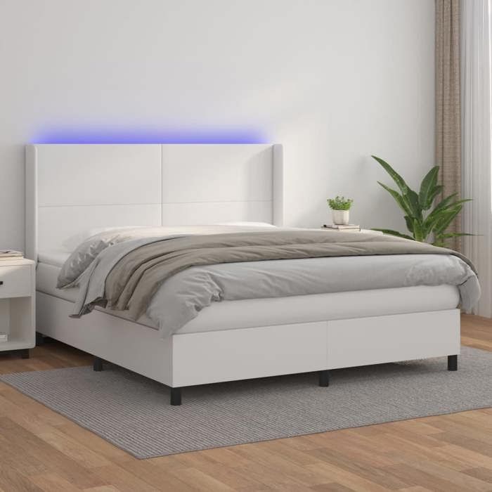 VidaXL Slat Bed Base with Mattress and LED, Upholstered Bed, Double Bed, Adult Bedroom Interior Bed, 3139272