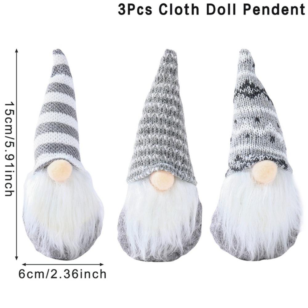 3Pcs Knitted Christmas Doll Pendant Gnome Elf Doll Christmas Tree Decor Cute Santa Plush Doll