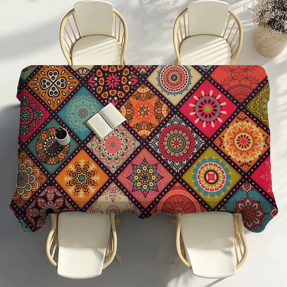 Authentic Boho Table Cloth Party Decor Dining Room Home Kitchen Patios Waterproof Stain-Proof Table Cloth