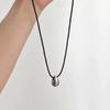 Jinruixi Minimalist Cold Style Glossy Metal Water Drop Black Leather Necklace for Women - Autumn Sweater Chain.