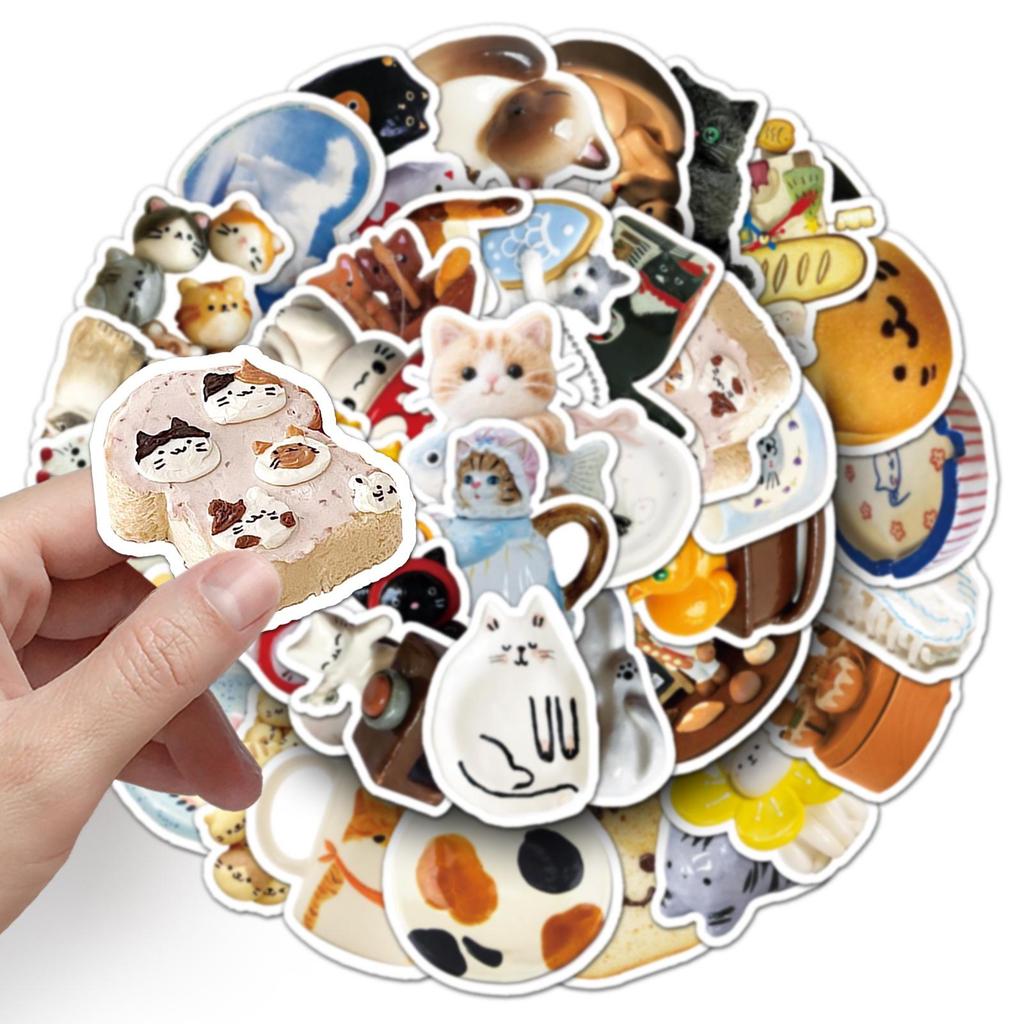 50PCS Kawaii Cat Stickers: Cute, Waterproof for DIY on Earphones, Fridges, Water Cups, Phones & Notebooks