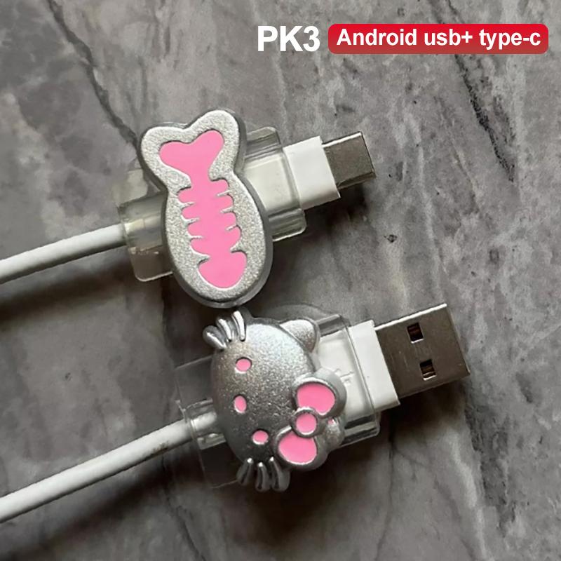 Cute Cartoon Cat Fish Cable Protector Data Line Protective Cover Charging Cable Usb Winder Wire Cord Organizer Cover