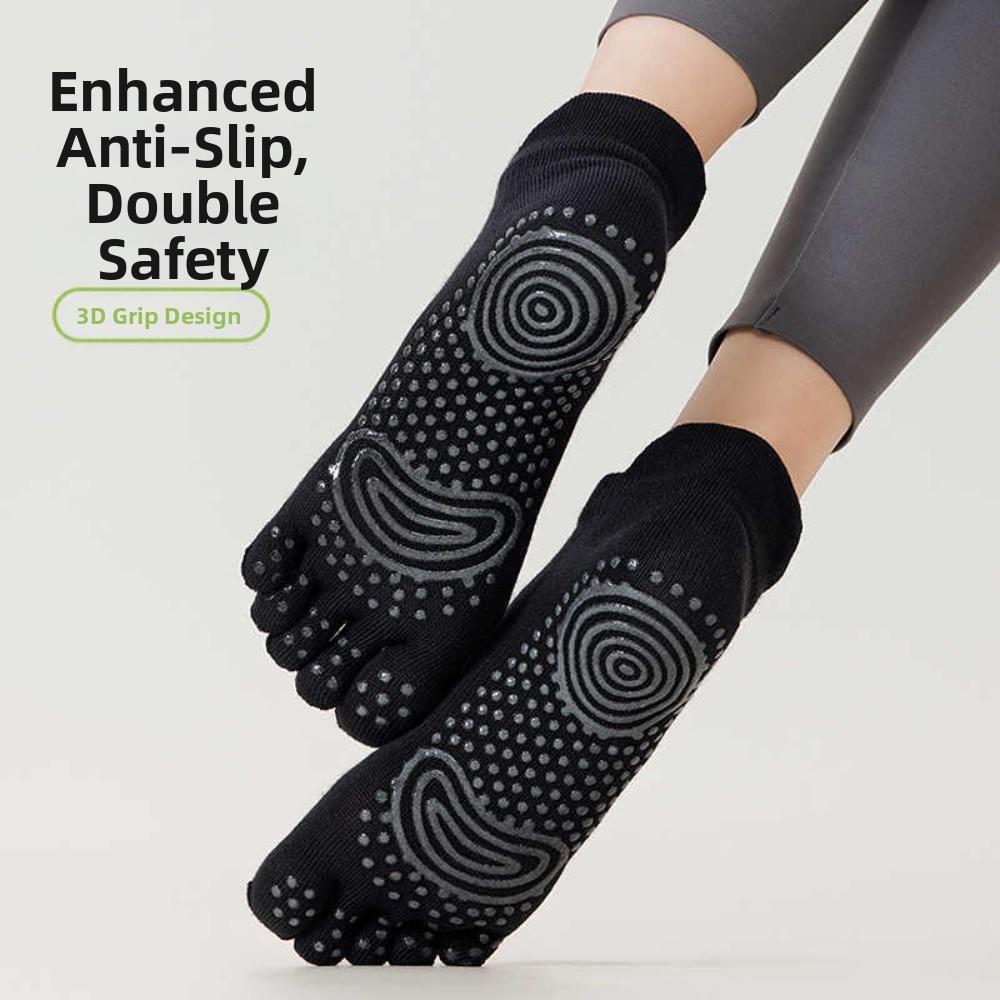 Baumwolle Damen Sports Yoga Socken Anti-Rutsch Boden Zehensocken Fünf-Zehen-Socken Ballett