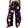 2024 Hose mit weitem Bein und hoher Taille im Weihnachts-Print und elastischem Bund im dünnen Stil