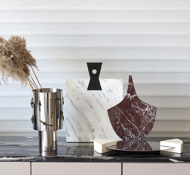 Simple Modern Irregular Geometric Faux Marble Tray for Coffee Table or Office Décor