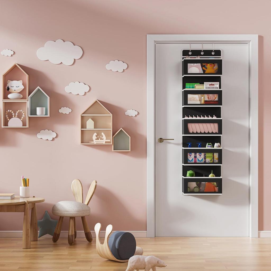 Whonor Wall Large Capacity Storage Pocket by a Professional Features Transparent for Storing Small Items like Stuffed Includes 3 Elastic Hooks Pocket,
