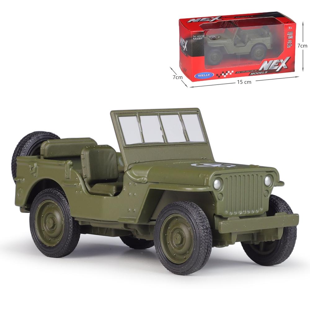 1/36 Willys MB Jeep Coche de Juguete Modelo Welly Metal Fundido a Presión Miniatura Retroceso Colección de Vehículos Militares Regalo para Niños Niños Niño