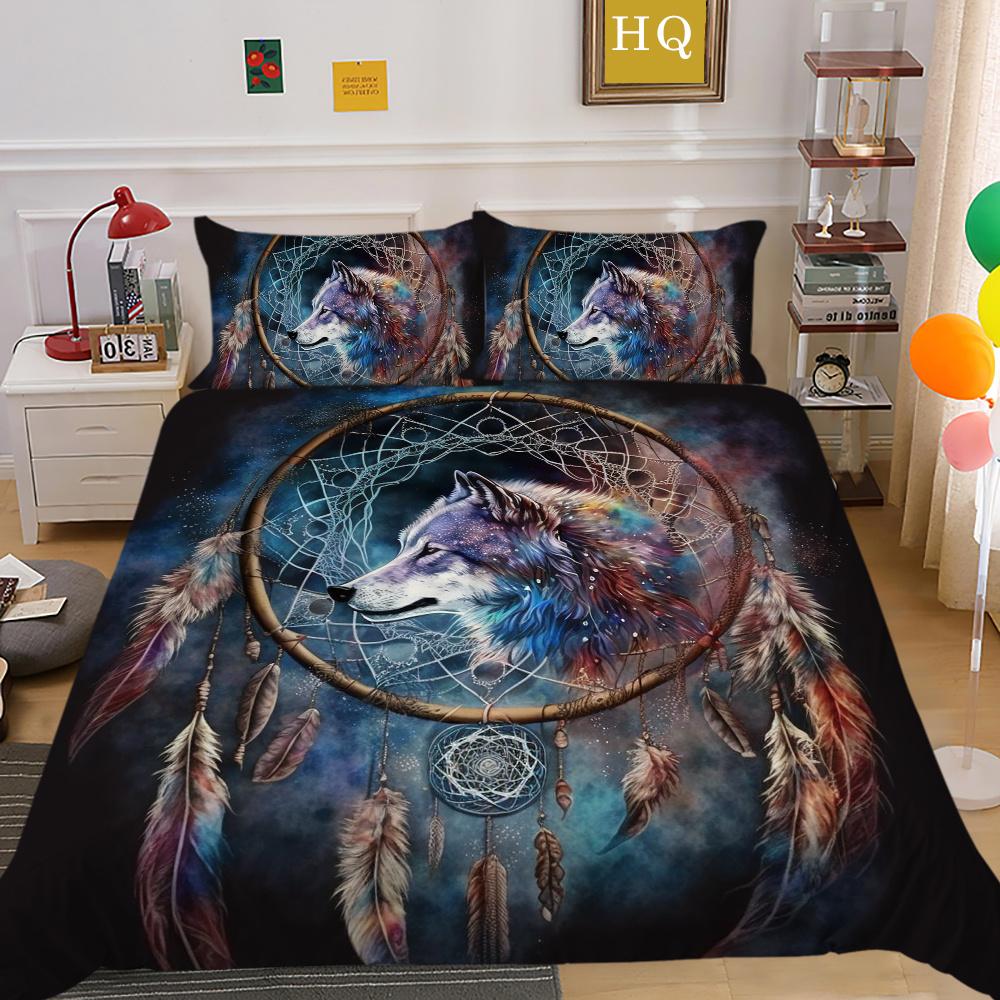 Bettbezüge, Wolf-Druck, Mikrofaser, Einzelbett-Bettwäsche-Set, Bezug für Kinder, weich, hochwertige Heimbettwäsche