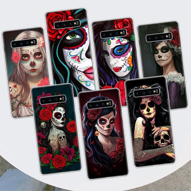 

Catrina Beautiful Rose Girl Skull Phone Case For Samsung Galaxy M21 M12 M31S M32 M51 M52 Note 20 Ulte 10 Plus 9 8 J4 J6 + J8 M11