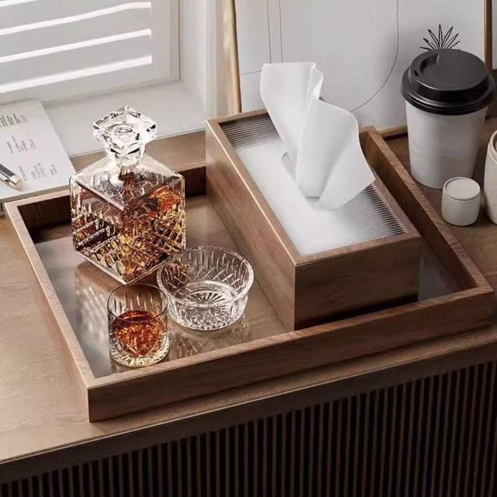 Walnut Wooden Tissue Box Luxury Tissue Case Nordic Style Paper Towel Container Home Decor