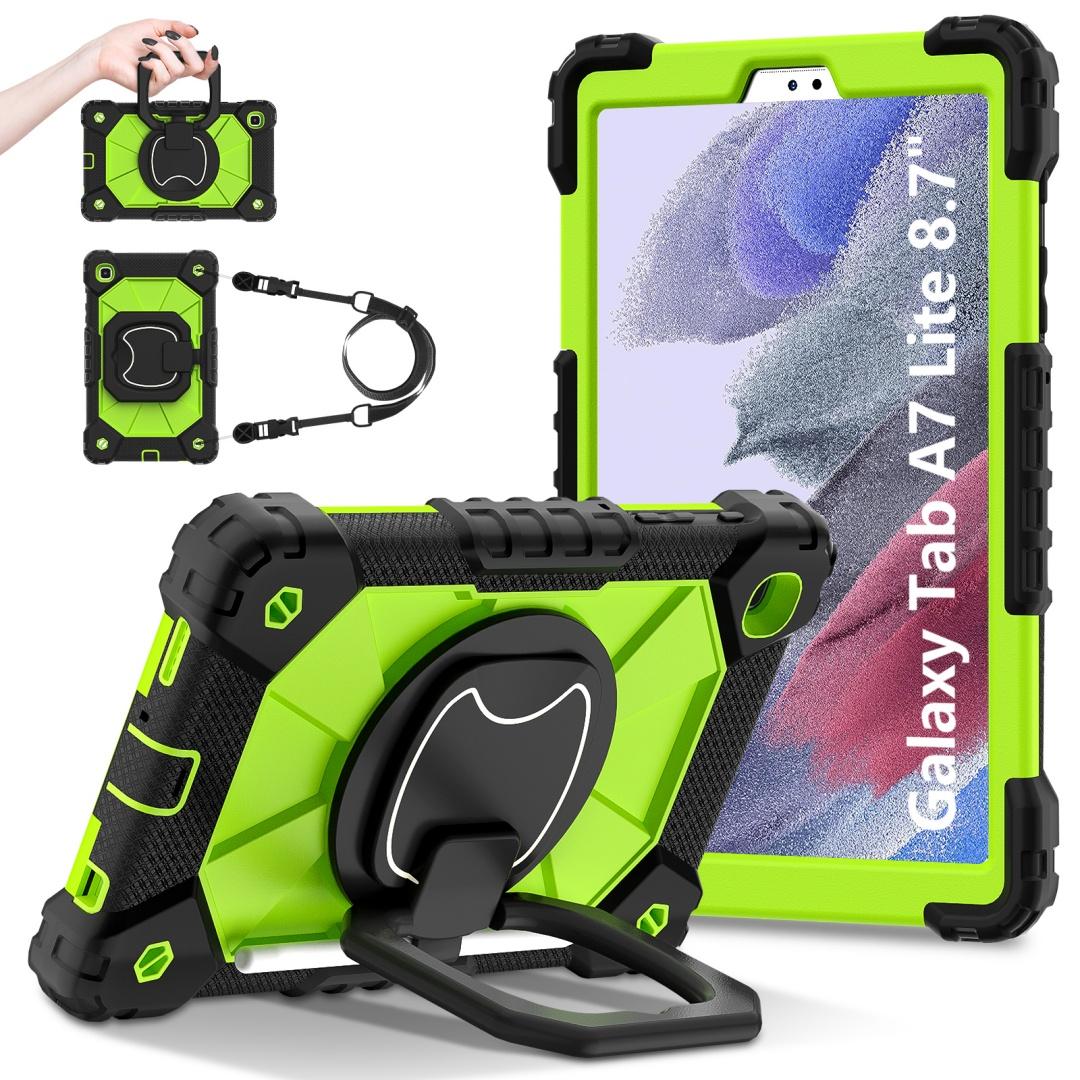 

Для Samsung Galaxy Tab A7 Lite/ SM-T220/ SM-T225. Поворотна на 360° рукоятка, міцна захисна підставка, ТПУ+ПК, 3-в-1, антидетонаційний ударостійкий чохол для планшетів та ПК Samsung Tab A7 Lite зелений