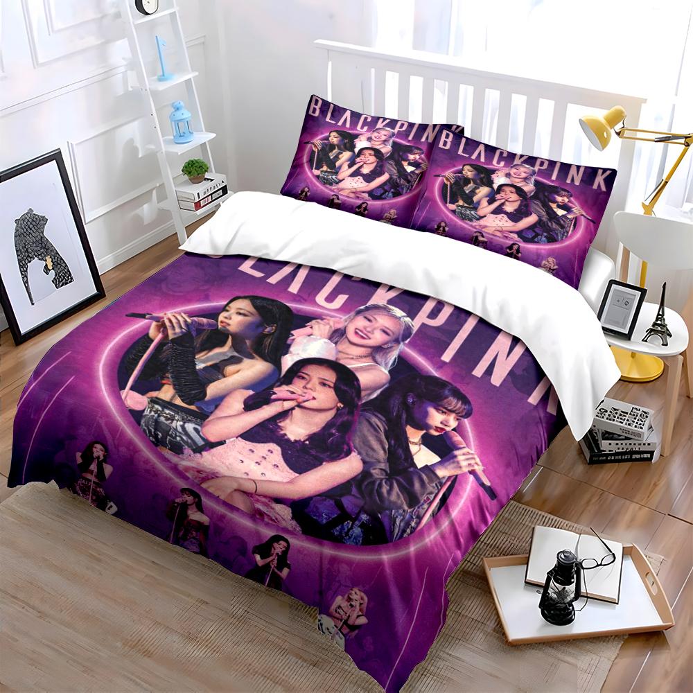 K-Pop Themed Bedding Set in Purple Bedding set (1 duvet cover, 2 pillowcases, duvet not included)