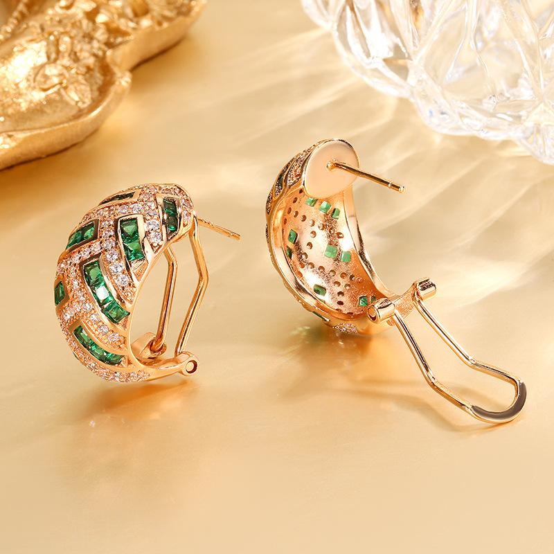 Jewelry Copper Bottom Plating Style Full Diamond High-End Stud Earrings Ear Buckles