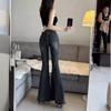 Hot Girl Retro Fishtail Flared High Waist Ripped Jeans