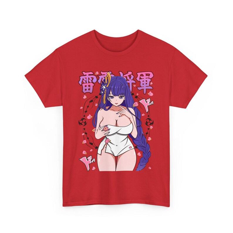 Genshin Impact Raiden Shogun T-Shirt, Unisex Game Fan Streetwear Tee, 100% Cotton Casual Short Sleeve Top