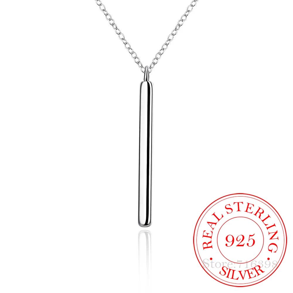 

Chic 925 Sterling Silver Bar Pendant Chocker Statement Necklaces Punk Style New Year s Gifts Fine Jewelry For Women Collares 45cm