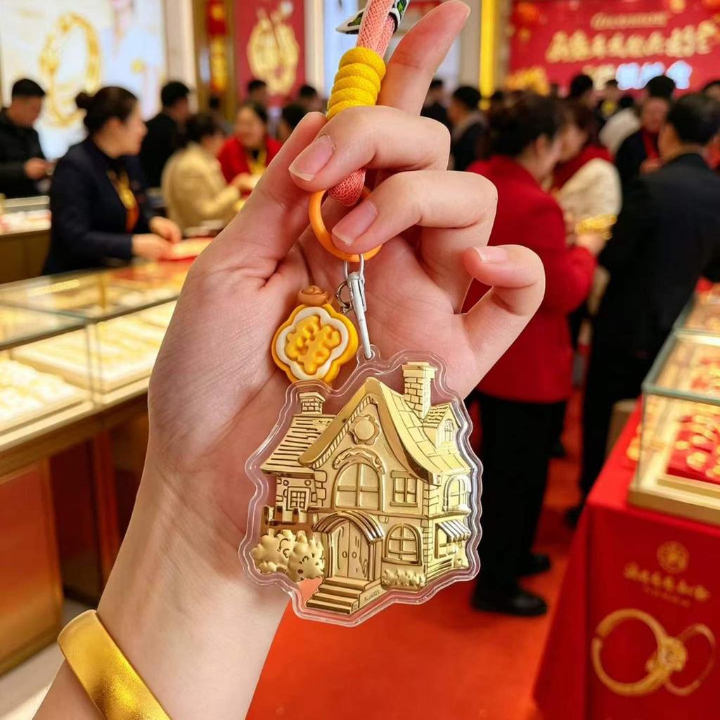 999 Pure Gold Keychain for Phone and Bag - Perfect Gift for Spring Festival