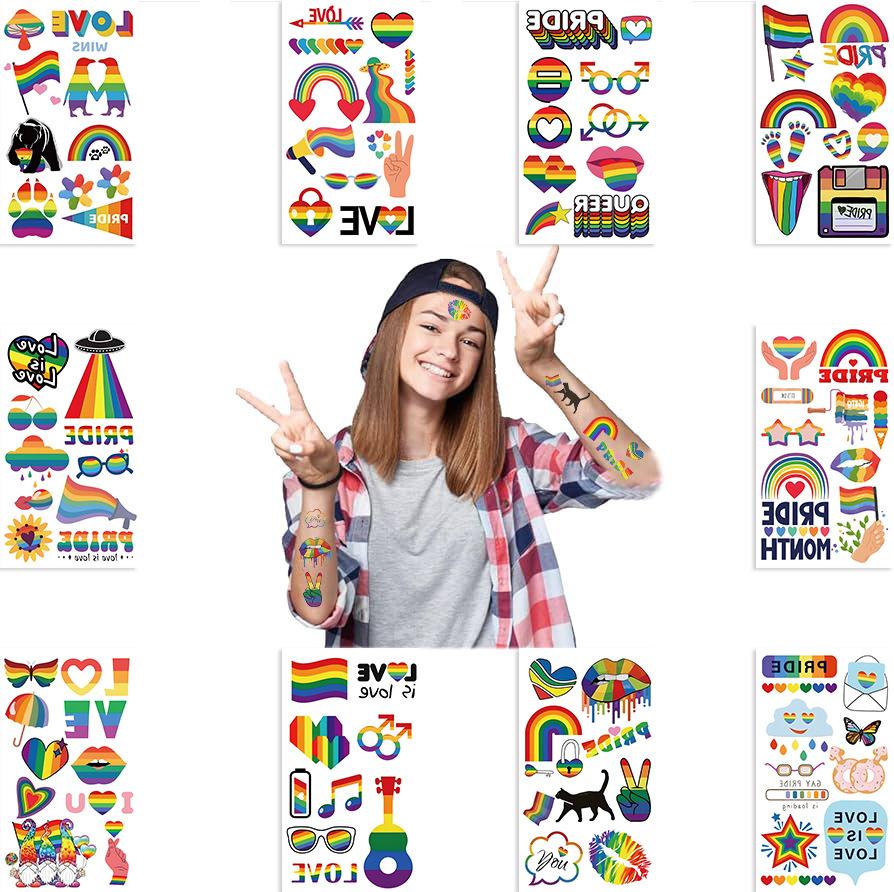 New Cartoon Rainbow Series Tattoo Stickers Can Waterproof Party Gift Funny Face Stickers