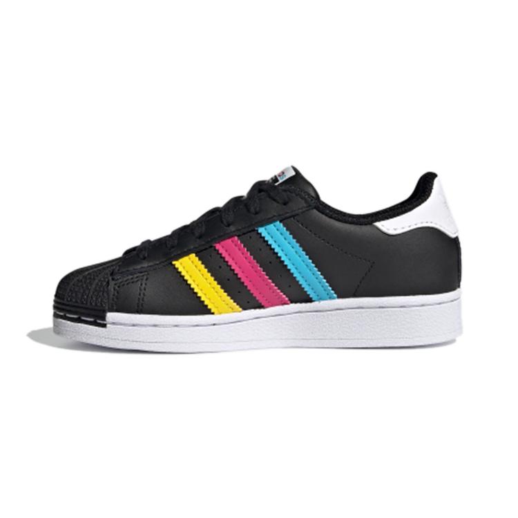 

Adidas Originals SUPERSTAR C Comfortable Abrasion Resistant Low top Kids Skateboarding Shoes Black White Red FW5237 31.5