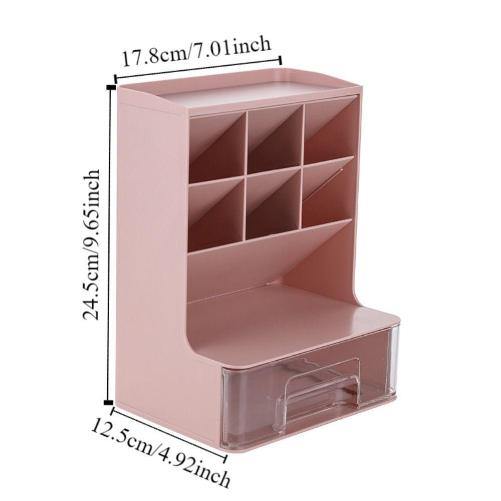 6-Grid Oblique Pen Holder Solid Color Cosmetics Storage Box Stationary Organizer Home