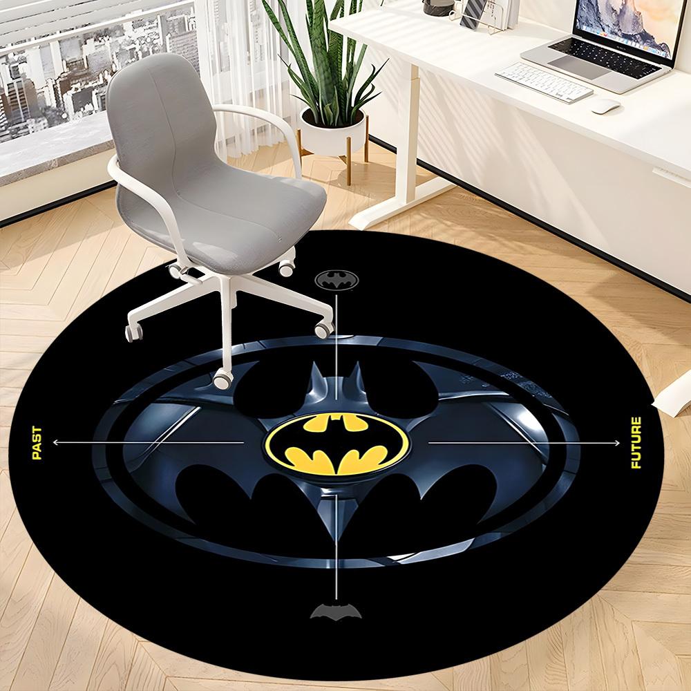 1 Stück Batman Symbol Büro Runder Teppich, Unter Bürostühlen Schlafzimmer Wohnzimmer Heimdekoration, Raumdeko, In Verschiedenen Größen Erhältlich