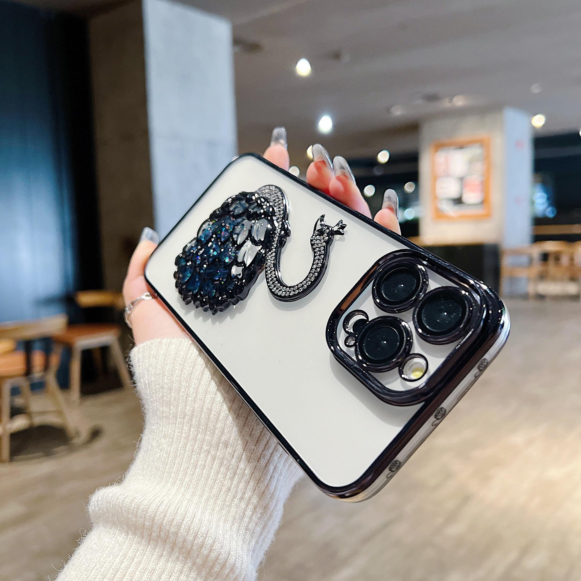 

Гальваническая вспышка алмазный лебедь зыбучие пески блестки подходит для iPhone16Pro мобильный телефон чехол Apple 15 advanced sense 143 мягкий чехол iPhone11