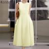 ZANZEA Women Casual Round Neck Sleeveless Summer Tank Dress