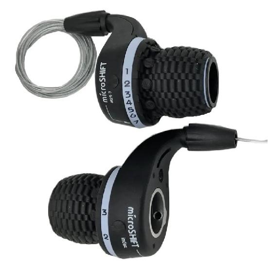Microshift Twist MTB Cycling Bike Left & Right Twist Grip Gear Shifters 3X7 Speeds Trip DIP Compatible for Shimano Shifters 3 Speed Left Shift