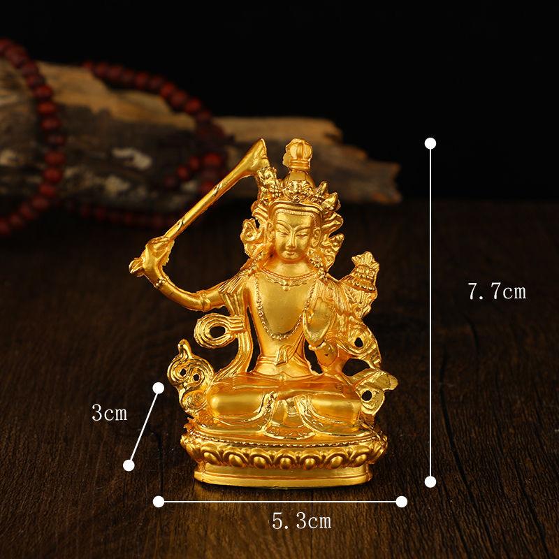 Tibetan Miniature Buddhist Figures Golden Engraved Variety Shapes Alloy Handicraft Tantric Home Gift Altars Desktop Decorative
