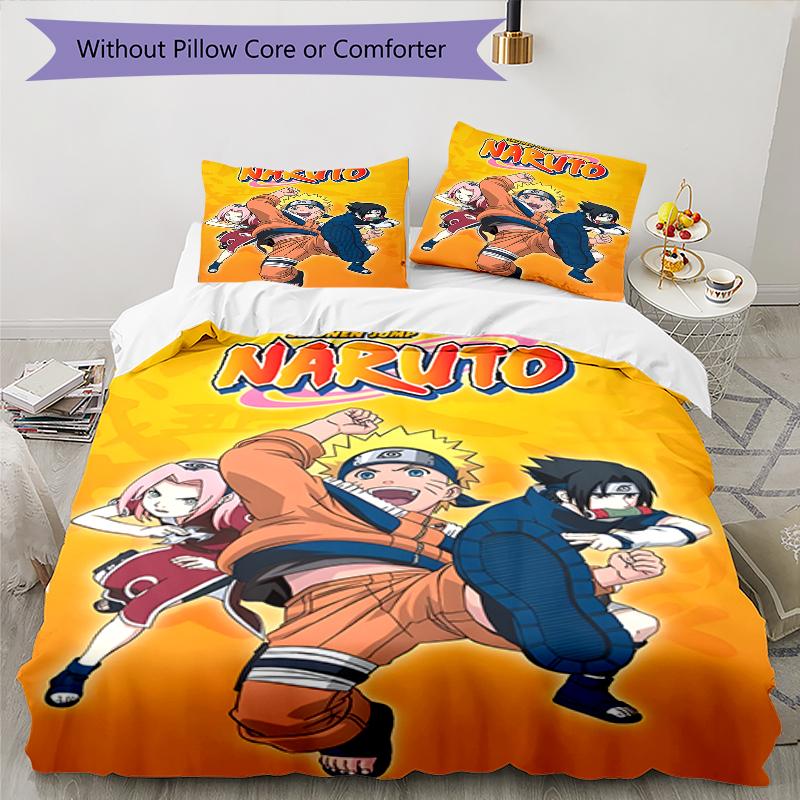 3pcs NARUTO Design Cover Set - HD Printed Bedding with 1 Cover and 2 Pillowcases - Perfect for Home and Dorm Decor