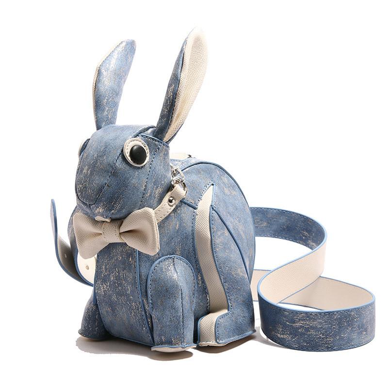 Borsa a tracolla con coniglietto dei cartoni animati con chiusura a zip per uso quotidiano casual