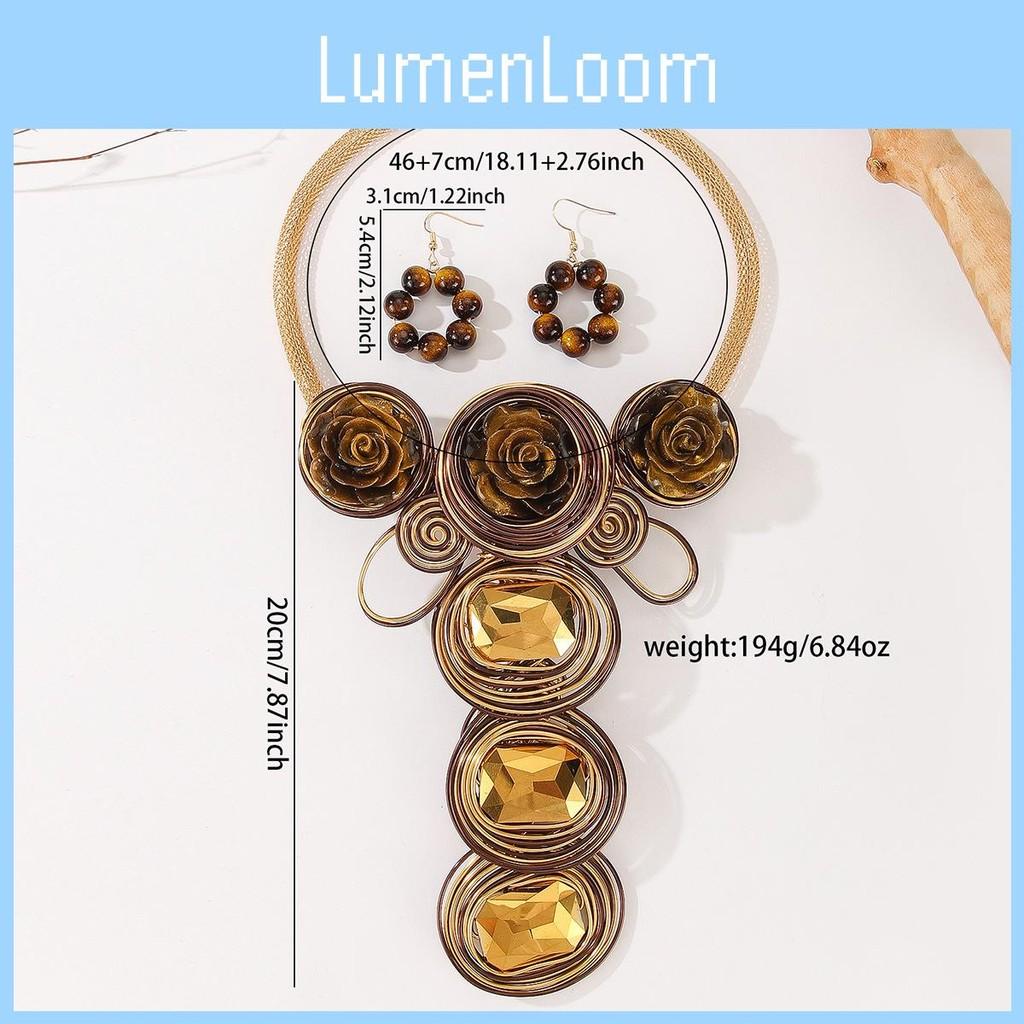 Jewelry European Style Set With Crystals And Resin Flower Accents For Women And Men