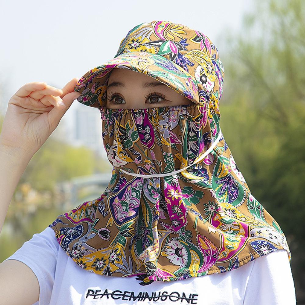 Wide Brim Tea Picking Cap Anti-UV Sunscreen Hat Fashion Women's Ponytail Hat  Outdoor
