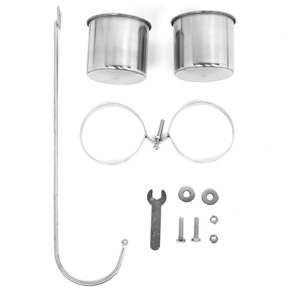 Stainless Steel Bird Standing Frame Parrots Training Rod Supplies with Two Food Bowl
