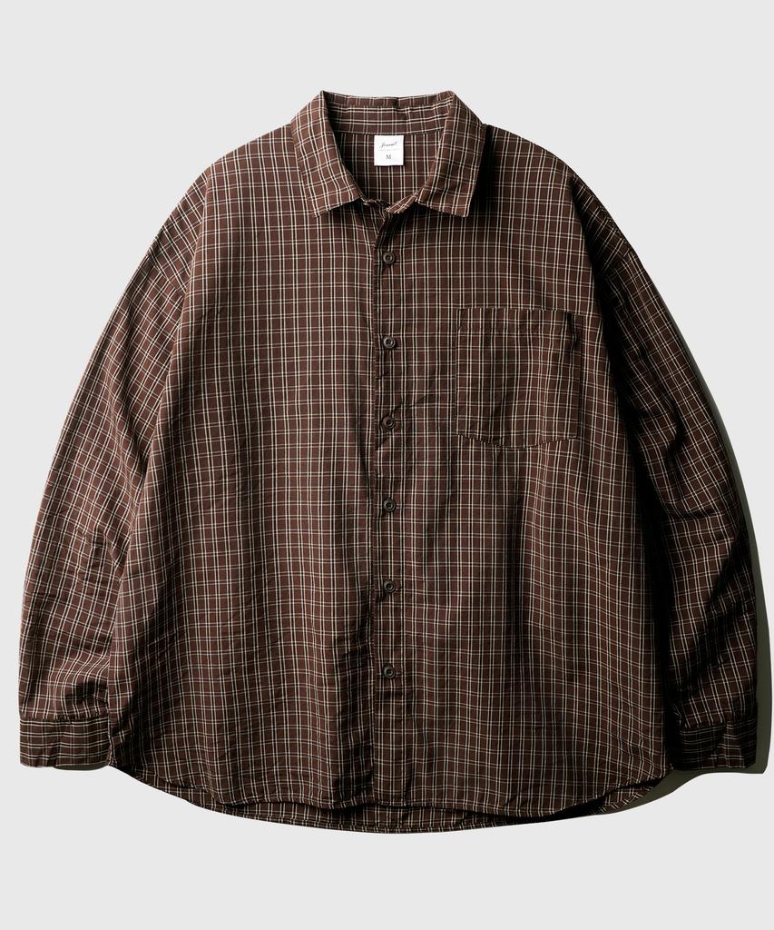 Jemeot Pretzel Oversized Check Shirt Brown Kjls2599